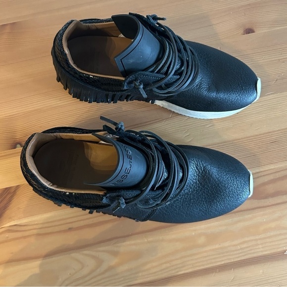 Esseutesse Black Fringe Sneakers Size 37 - Picture 2 of 9